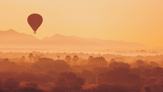 Hot air balloon fly over Bagan, Myanmar