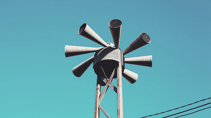 Outdoor alarm speaker tower