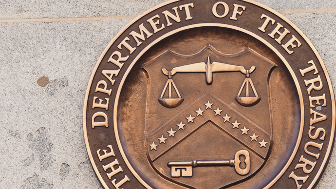 metal seal of the US Department of Treasury