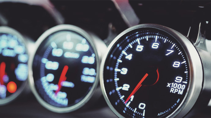Car gauges up close
