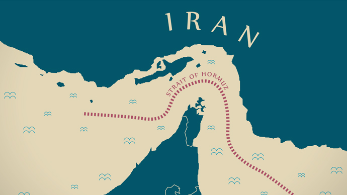 Stylized map of the Strait of Hormuz