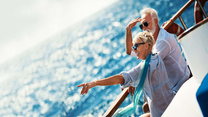 Mature couple on deck of a boat