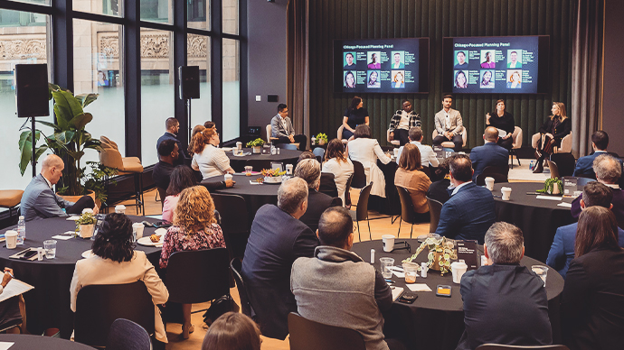 investment event in large conference room.