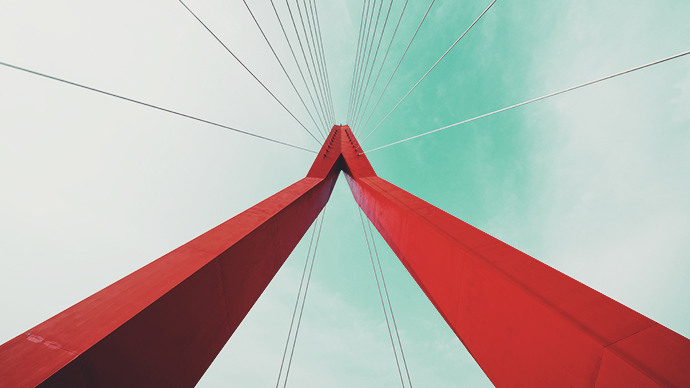 red suspension bridge