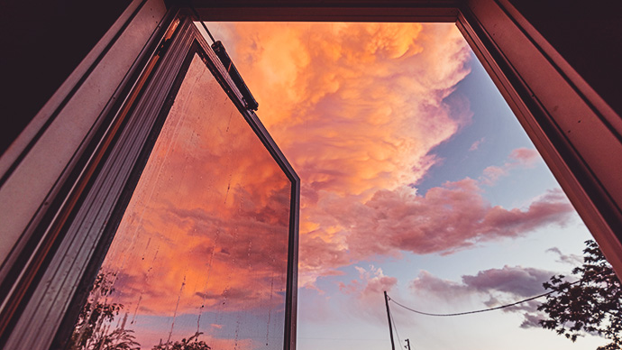 clouds outside a stormy window