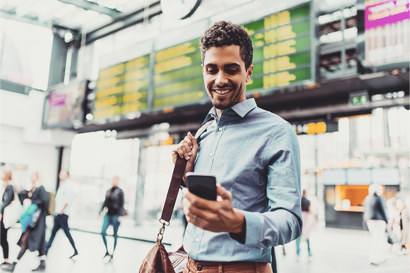 man on a phone at the airport