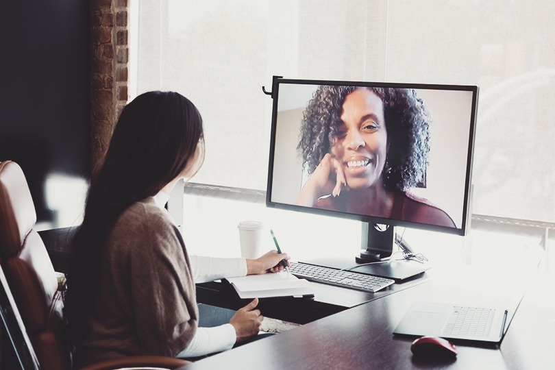 Businesswoman on video call