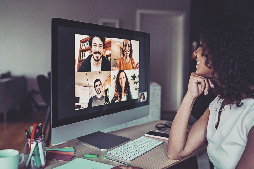 Group of people having a video conference