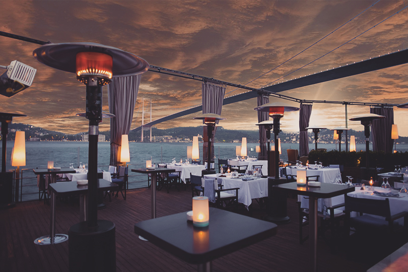 Luxurious restaurant and nightclub in Bosporus Istanbul Turkey