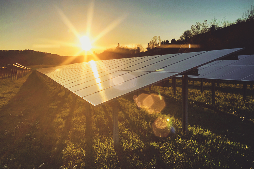 Solar panel at sunset