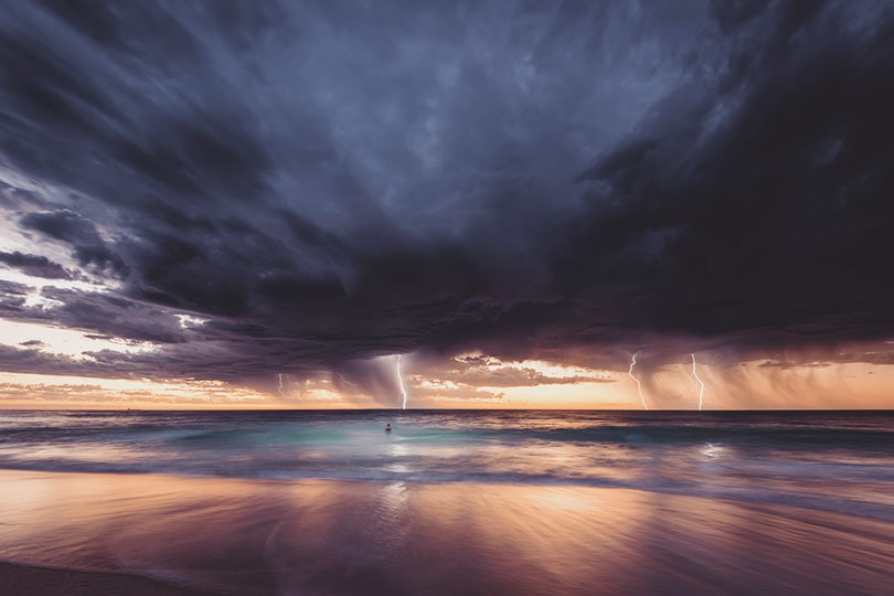 Summer storm from City beach in Perth, Australia