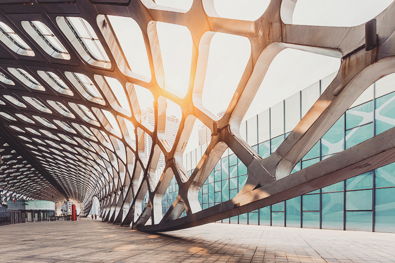 abstract ceiling of modern architecture in city of China.