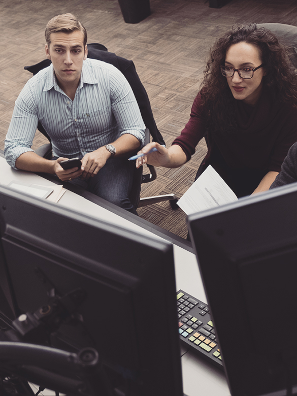 Financial Analysts in front of computers