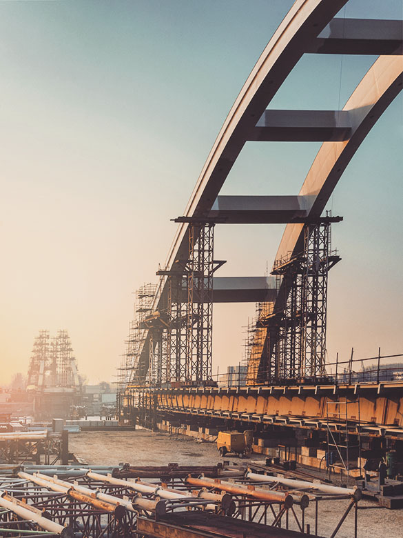 Construction site of a bridge in novi sad ,serbia