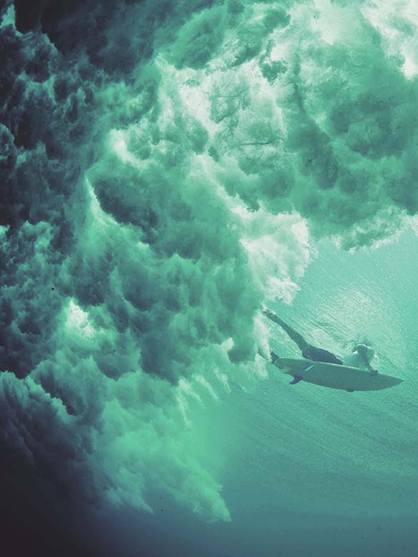 surfer under water