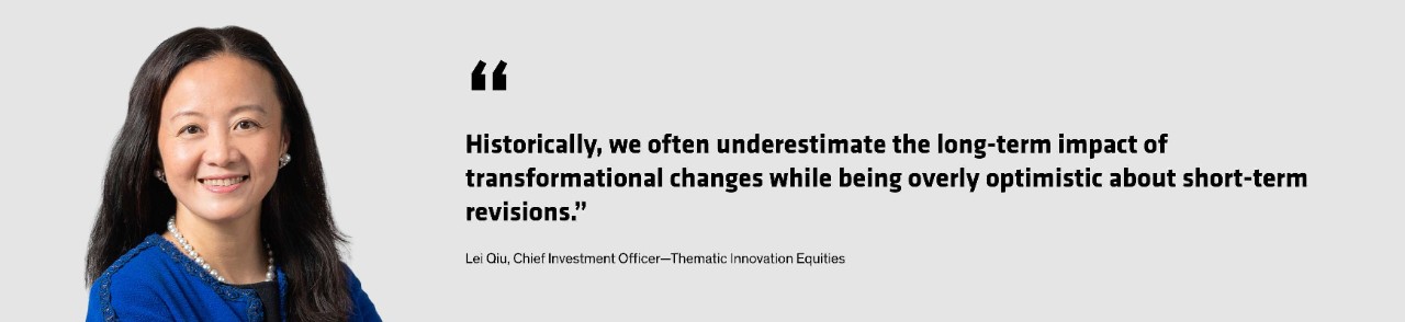 Lei Qiu quote: "Historically, we often underestimate the long-term impact of transformational changes while being overly optimistic about short-term revisions."
