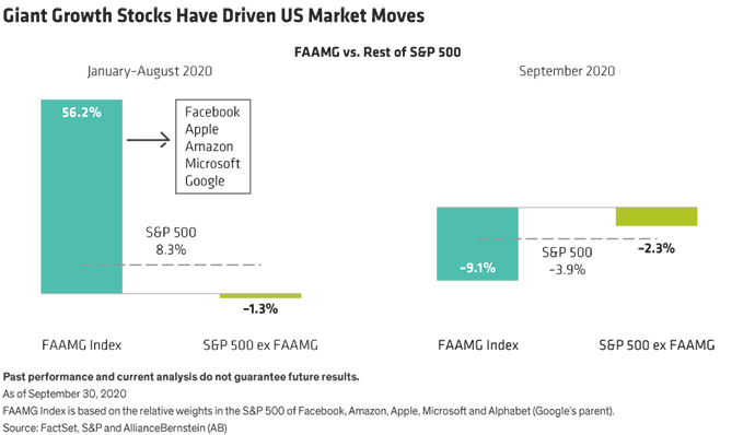 Giant Growth Stocks have Driven US Market Moves Bar Chart